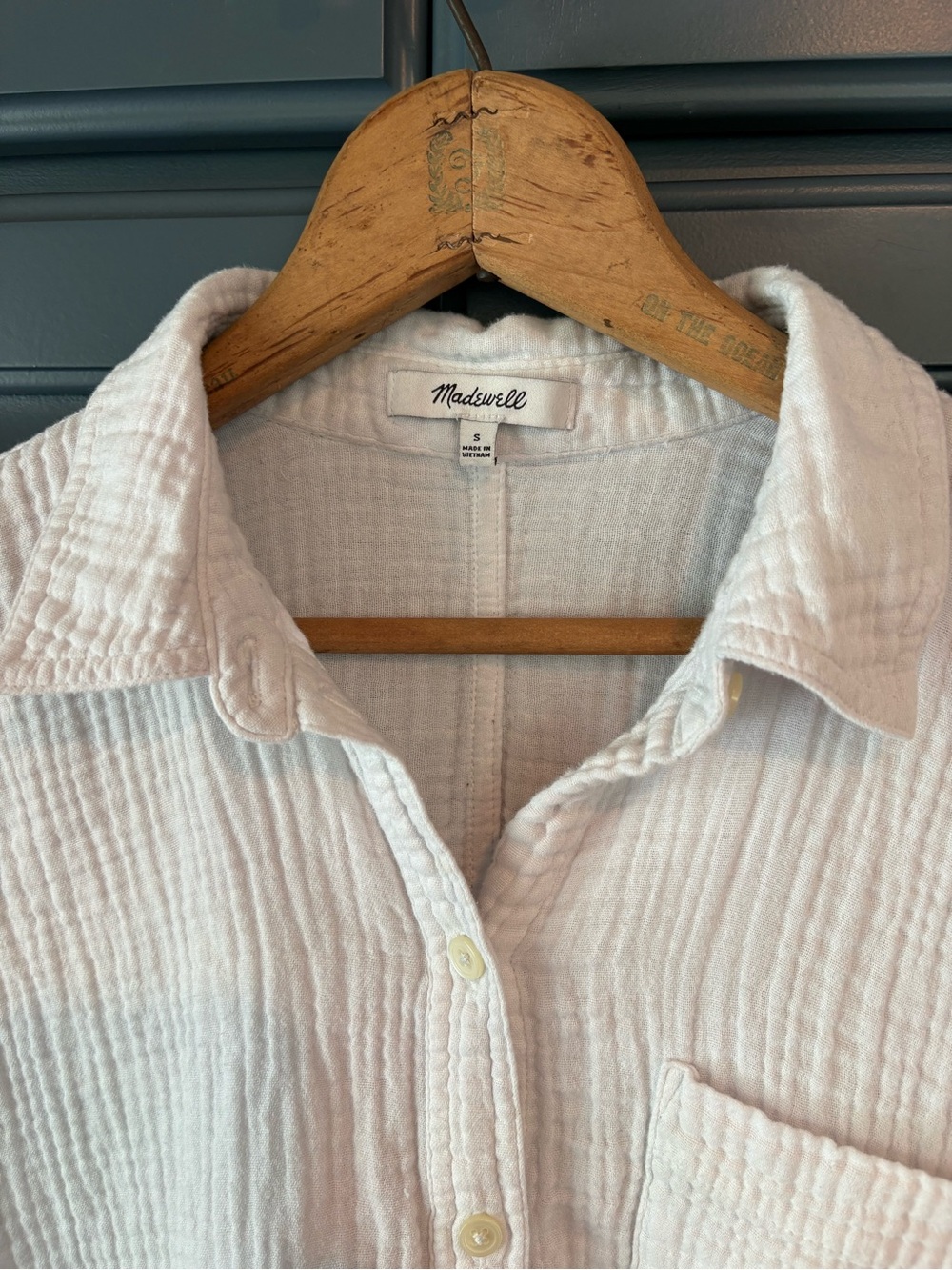 Madewell White Gauze Button-Down Cap Sleeve Shirt - Picture 2 of 5